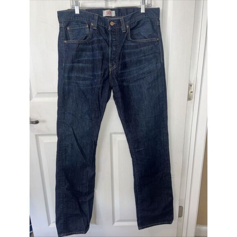 Levis‎ Men's 501 Straight Fit Denim Blue Jeans Button Fly Modern Sz 34x34